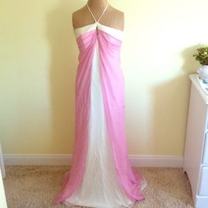 Laundry by Shelli Segal pink and white silk gown